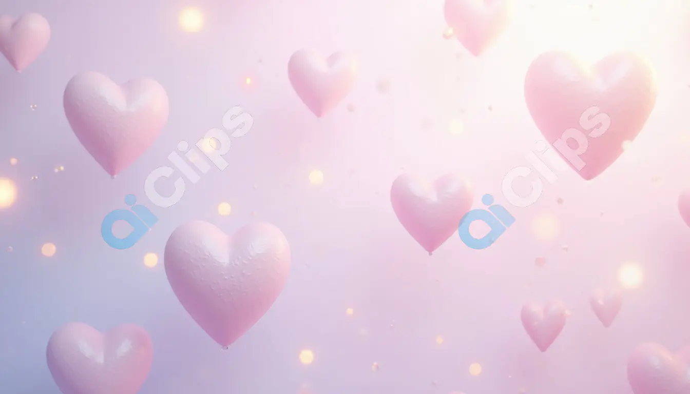 Floating Pink Heart Balloons with Soft Light Bokeh Background