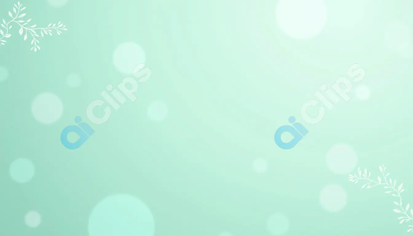 Mint Green Bokeh Background with White Leaf Accents