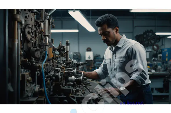 Focused Engineer Operating Industrial Machinery