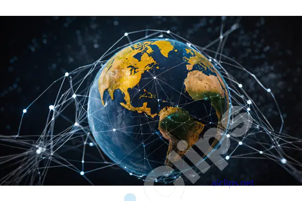 Global Network Connections - Earth in Digital Web