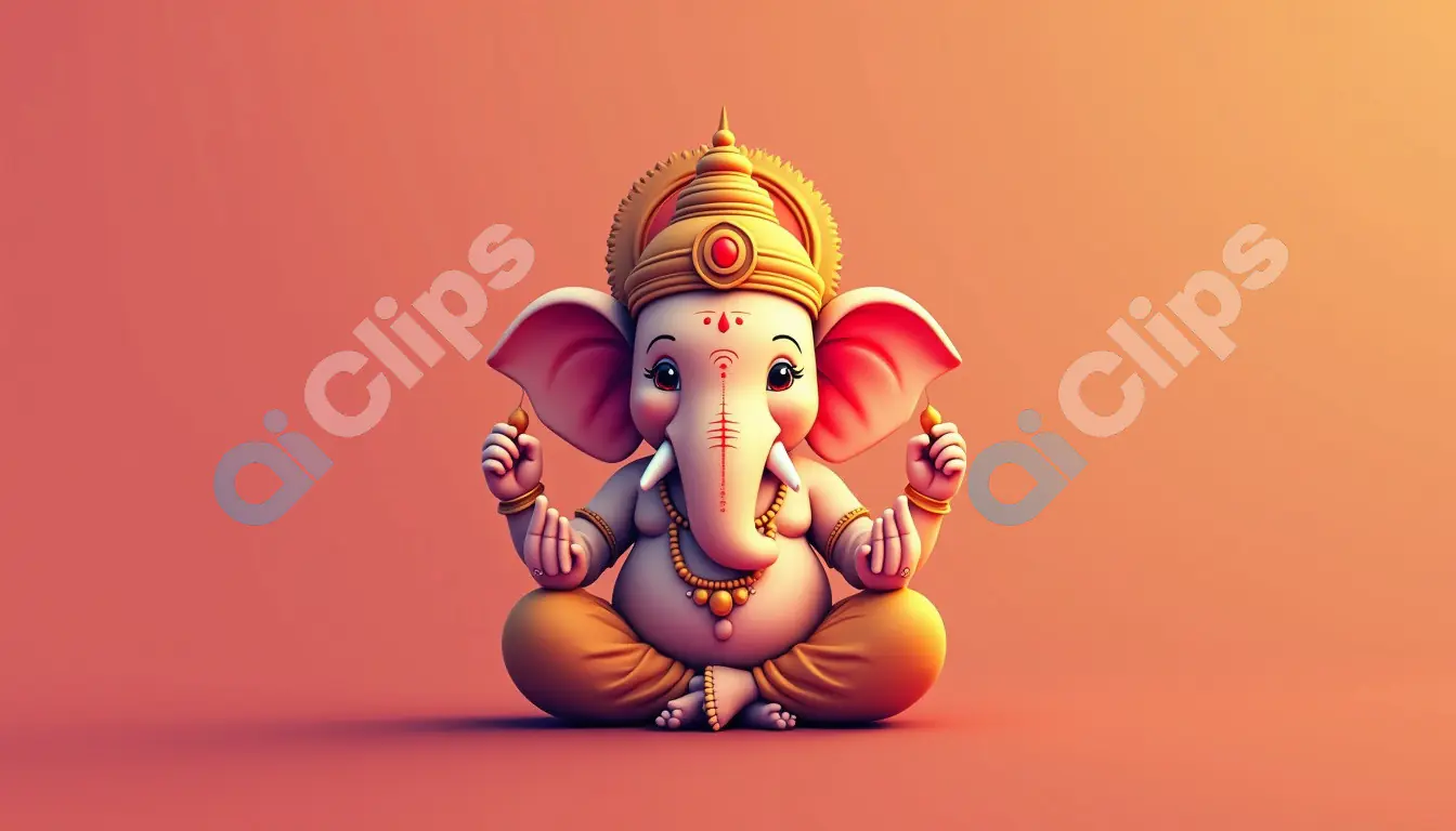 Cartoon Ganesha Illustration - Vibrant Hindu Deity Artwork