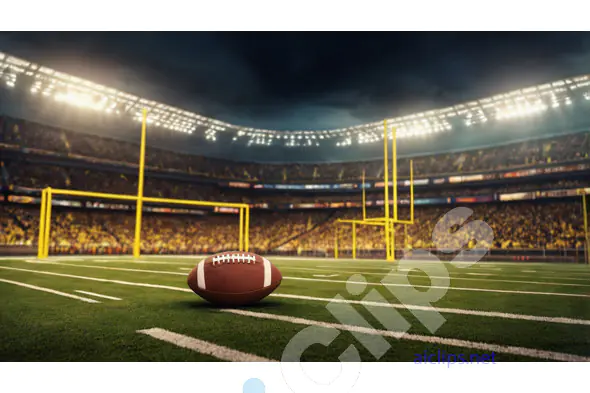 Football on Field Under Stadium Lights