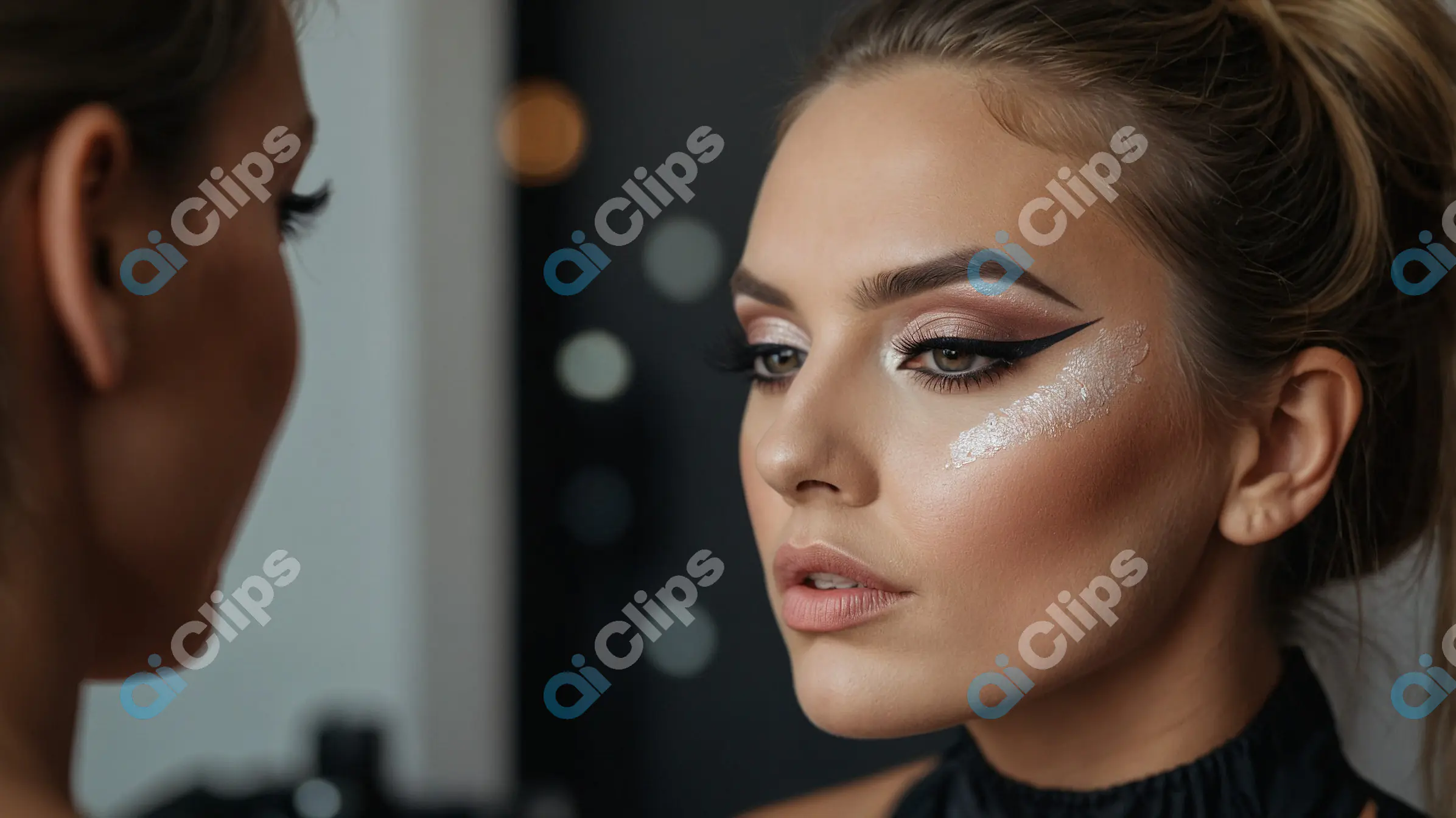Close-Up of Glamorous Makeup Application