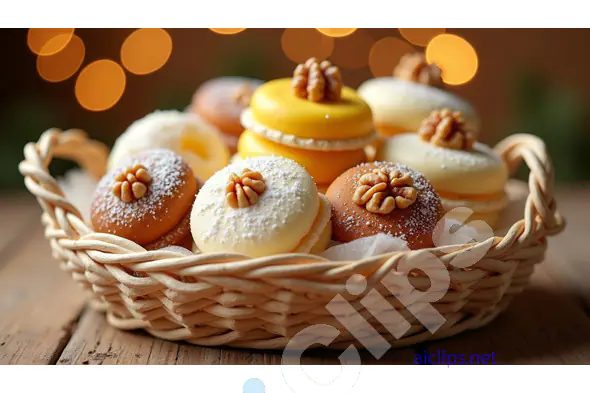 Gourmet Walnut-Topped Festive Treats in Basket
