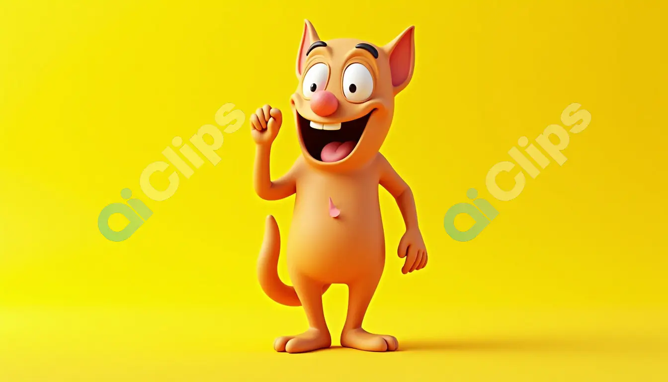 "Happy 3D Cartoon Cat Character"