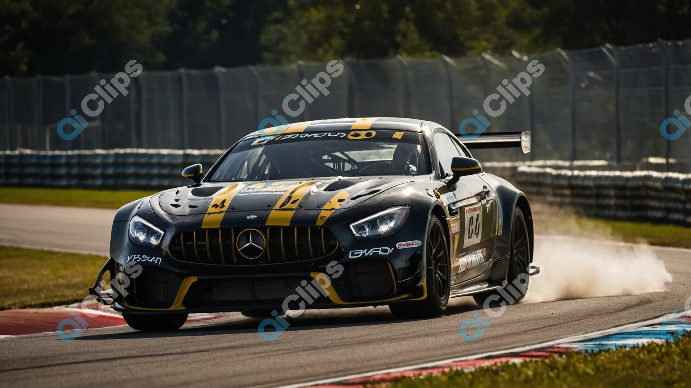Black Racing Car in Action