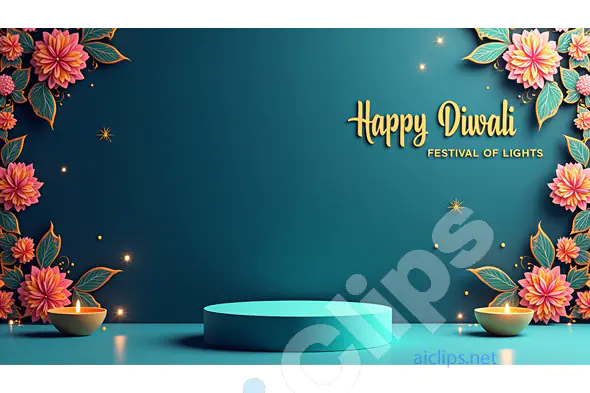 Elegant Diwali Floral Background with Diyas