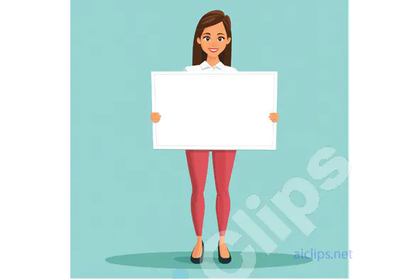 Woman Holding Blank Sign Illustration