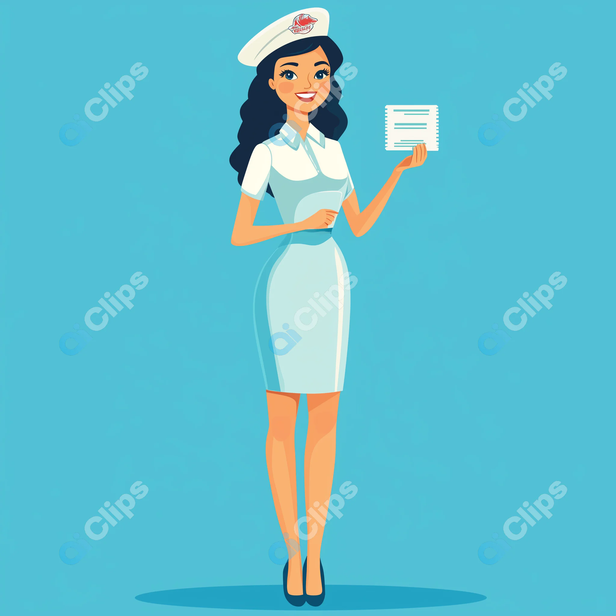 Retro Style Waitress Illustration