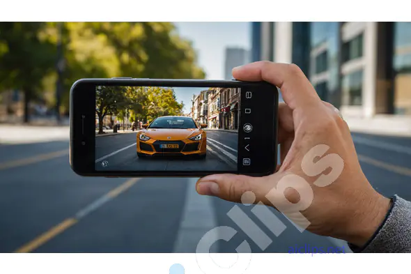 Smartphone Capturing Yellow Sports Car