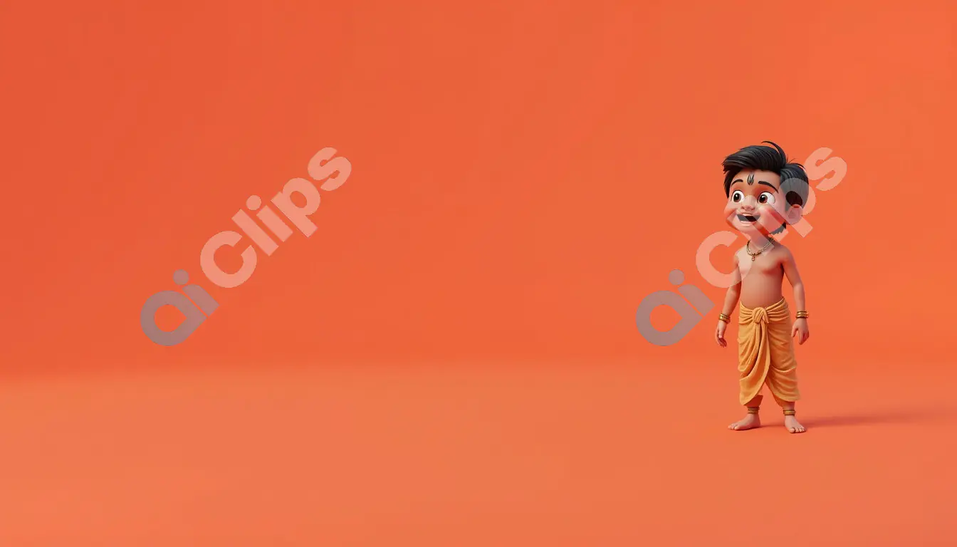 Playful Baby Deity on Vibrant Orange Background