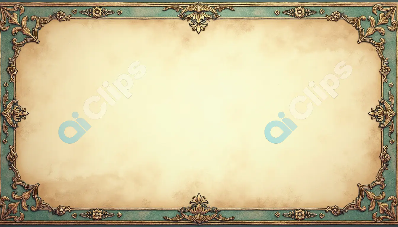Ornate Vintage Floral Border with Antique Parchment Background