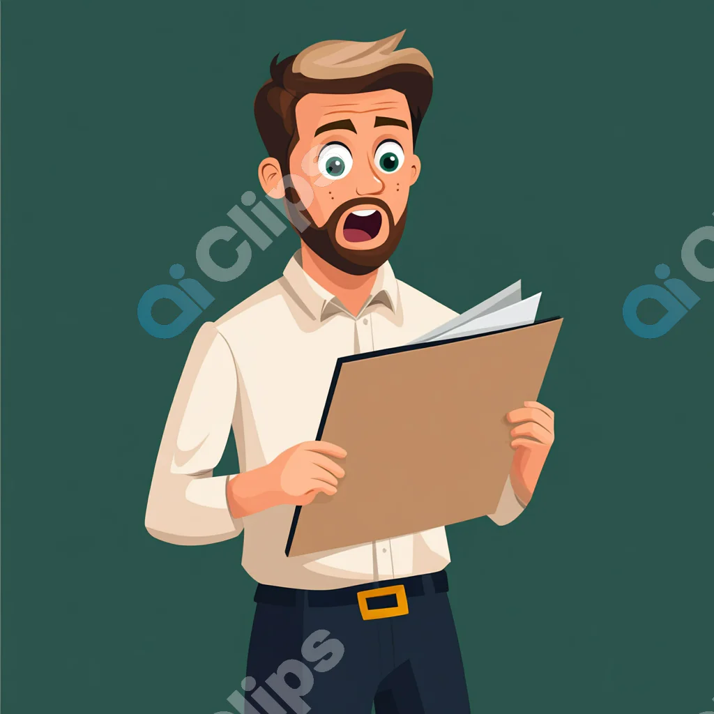 Shocked Man Reading Document