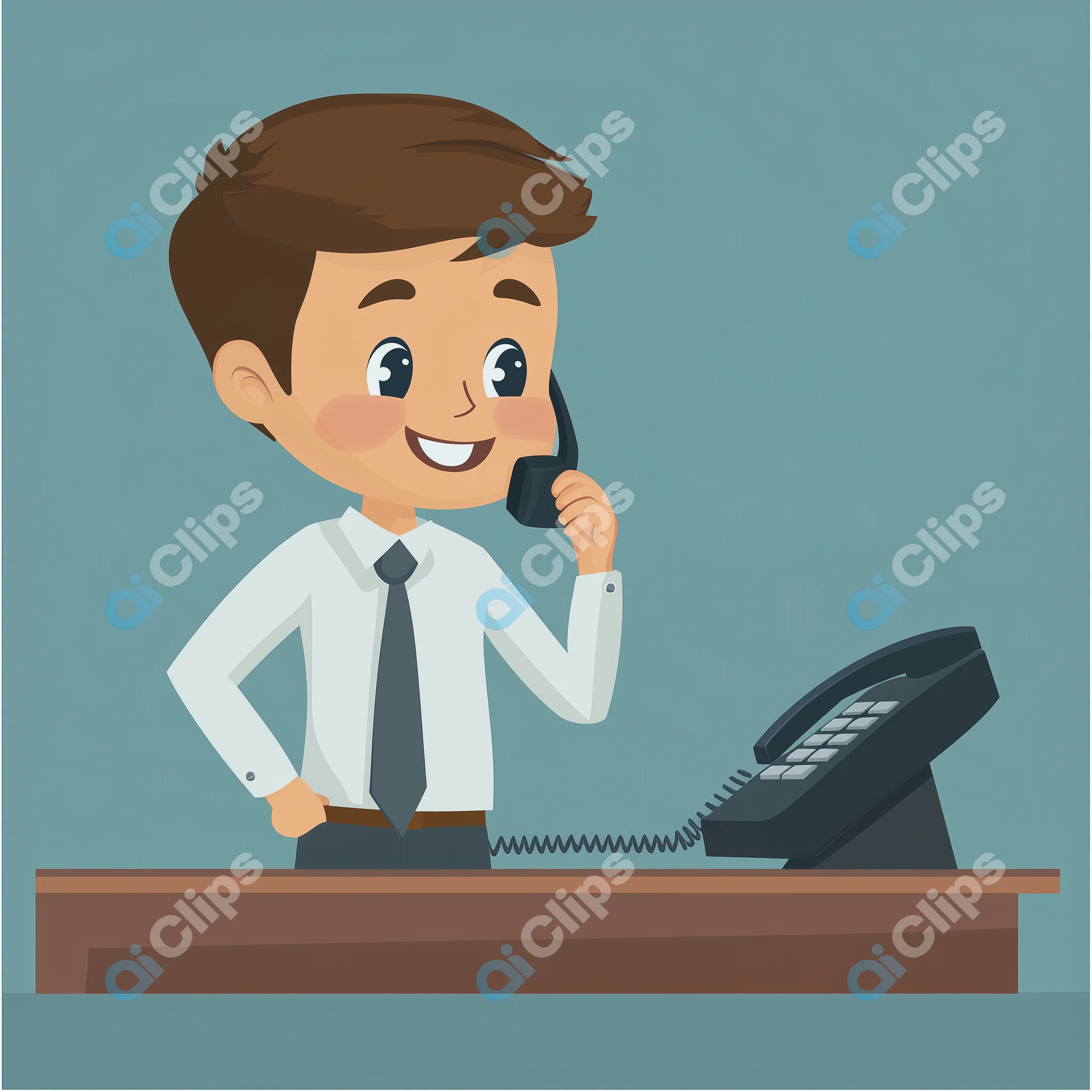 Young Professional on Office Call Illustration