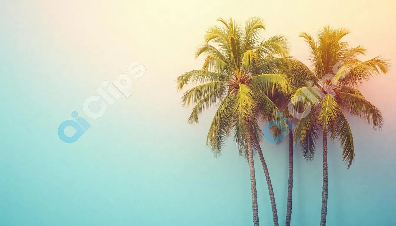 Tropical Palm Trees at Sunset