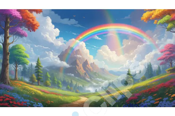 Rainbow Over Scenic Meadow