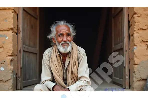 Portrait of a Wise Elderly Man in a Rural Setting