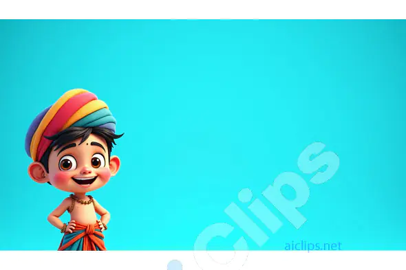 Cheerful 3D Cartoon Character in Traditional Turban and Attire