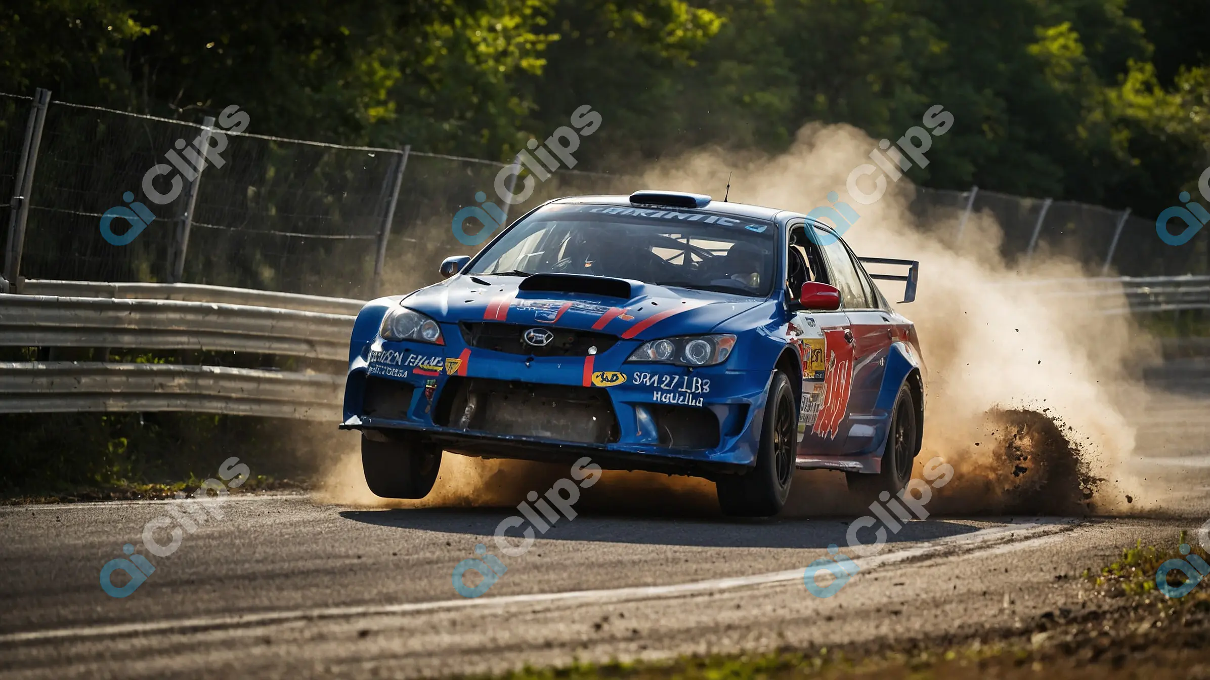 Blue Rally Car Drift