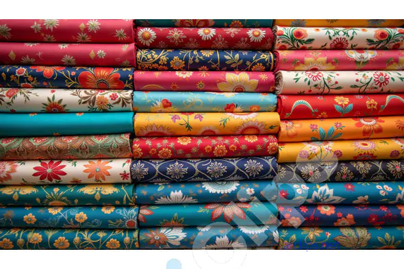 Vibrant Floral Fabric Rolls with Intricate Patterns
