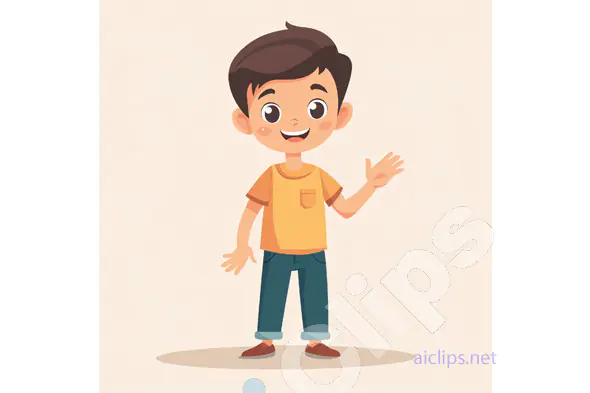 Happy Cartoon Boy Waving