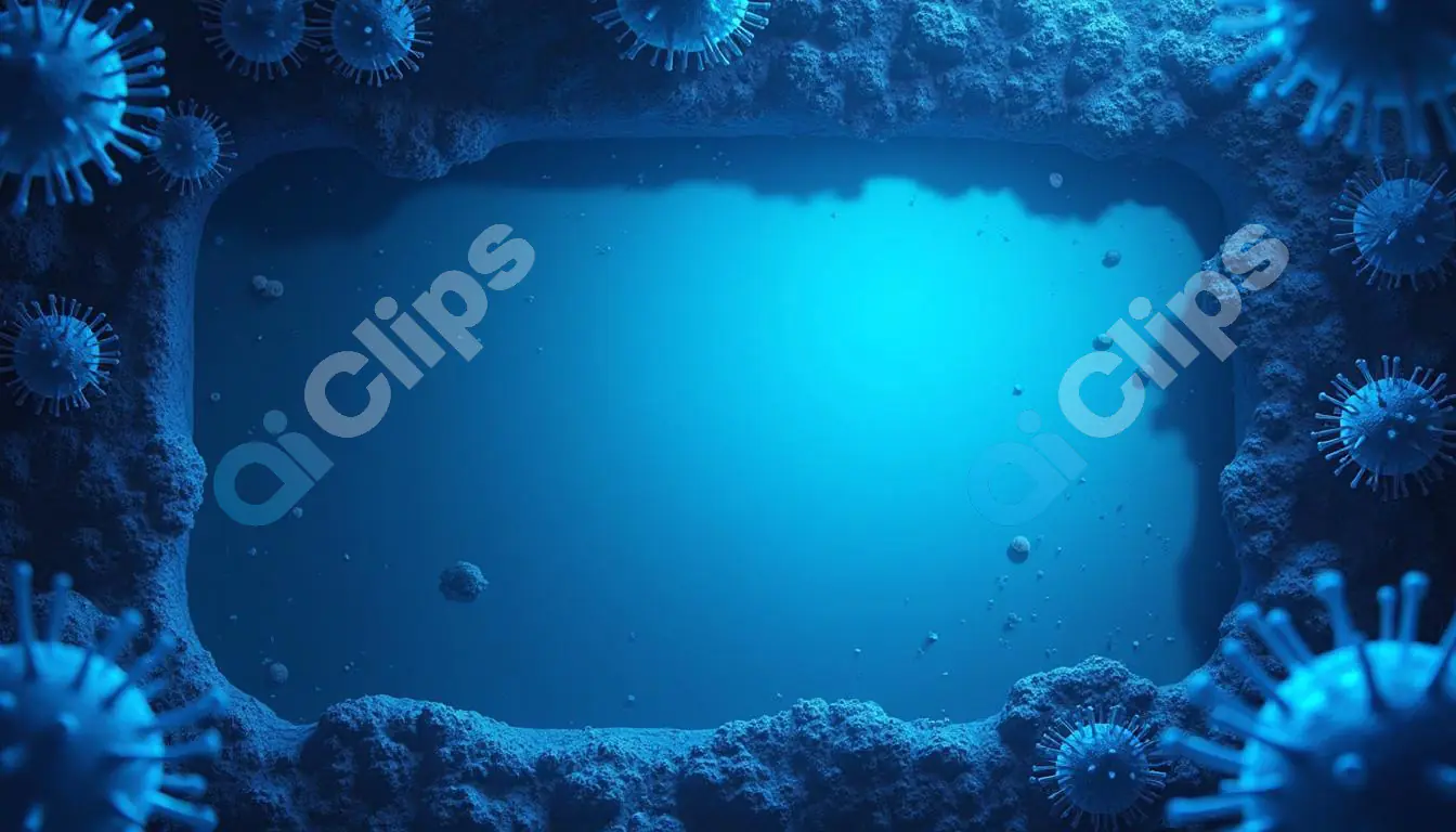 Virus Microscope Background - Blue Frame Concept