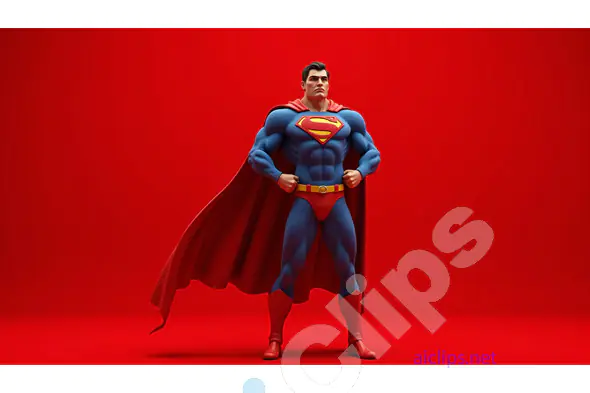 Classic Superhero Digital Art with Blue Suit on Red Background