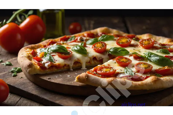 Fresh Margherita Pizza with Basil and Cherry Tomatoes