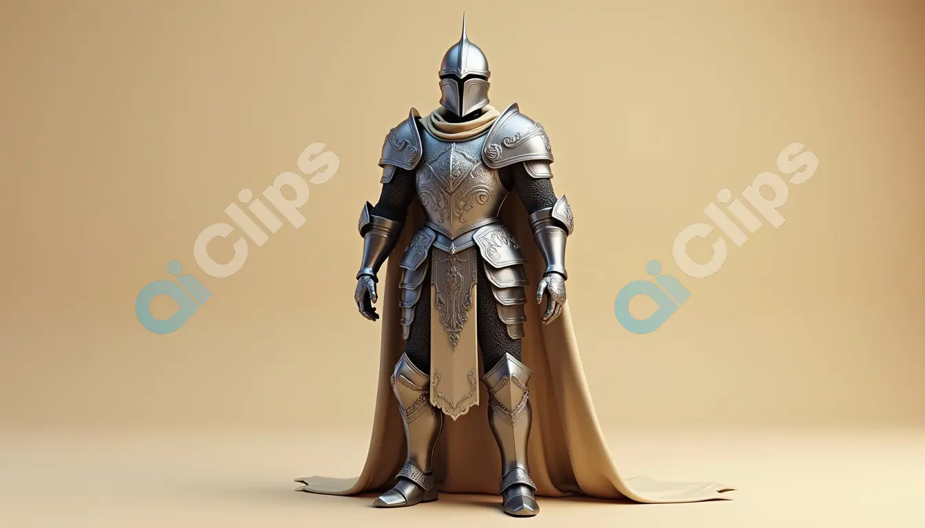 "3D Armored Knight Character in Detailed Plate Armor"