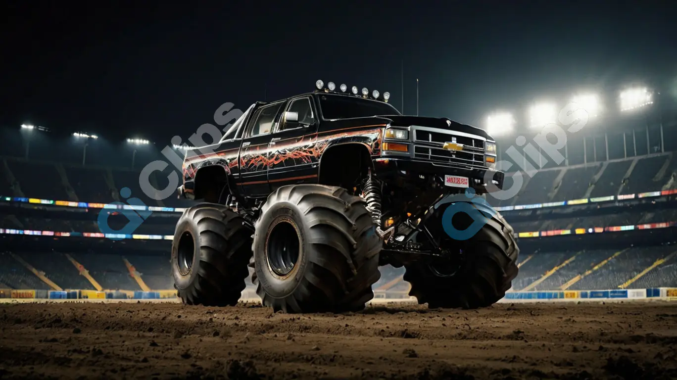 Black Monster Truck in Arena