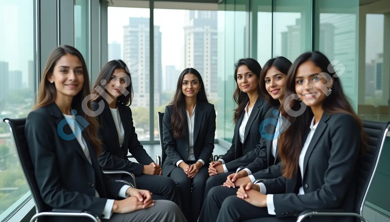 Professional Indian Businesswomen Team in Modern Office