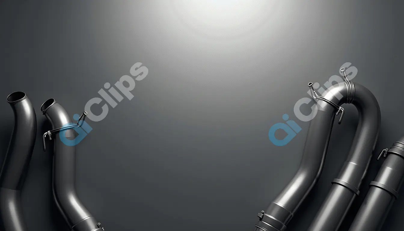 Industrial Metal Pipes on a Dark Background