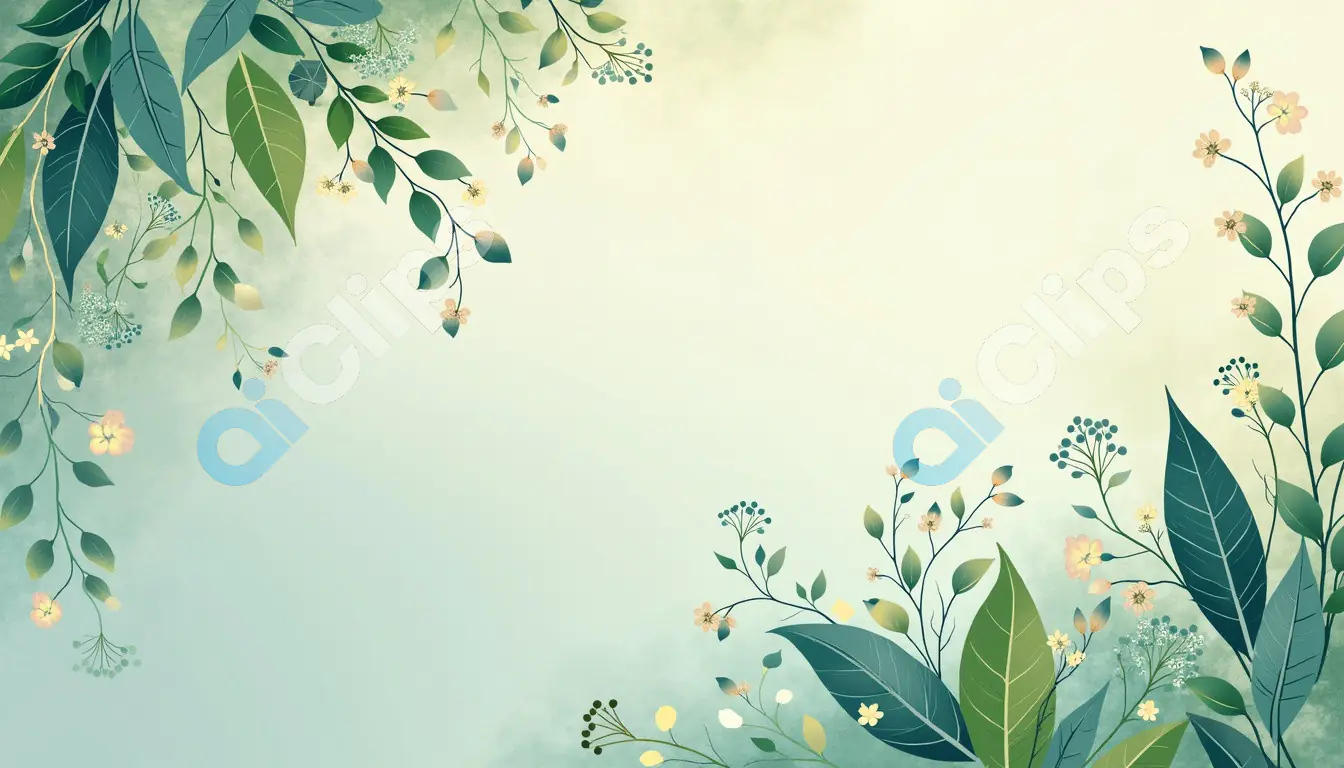 Elegant Botanical Border with Soft Green and Yellow Leaves