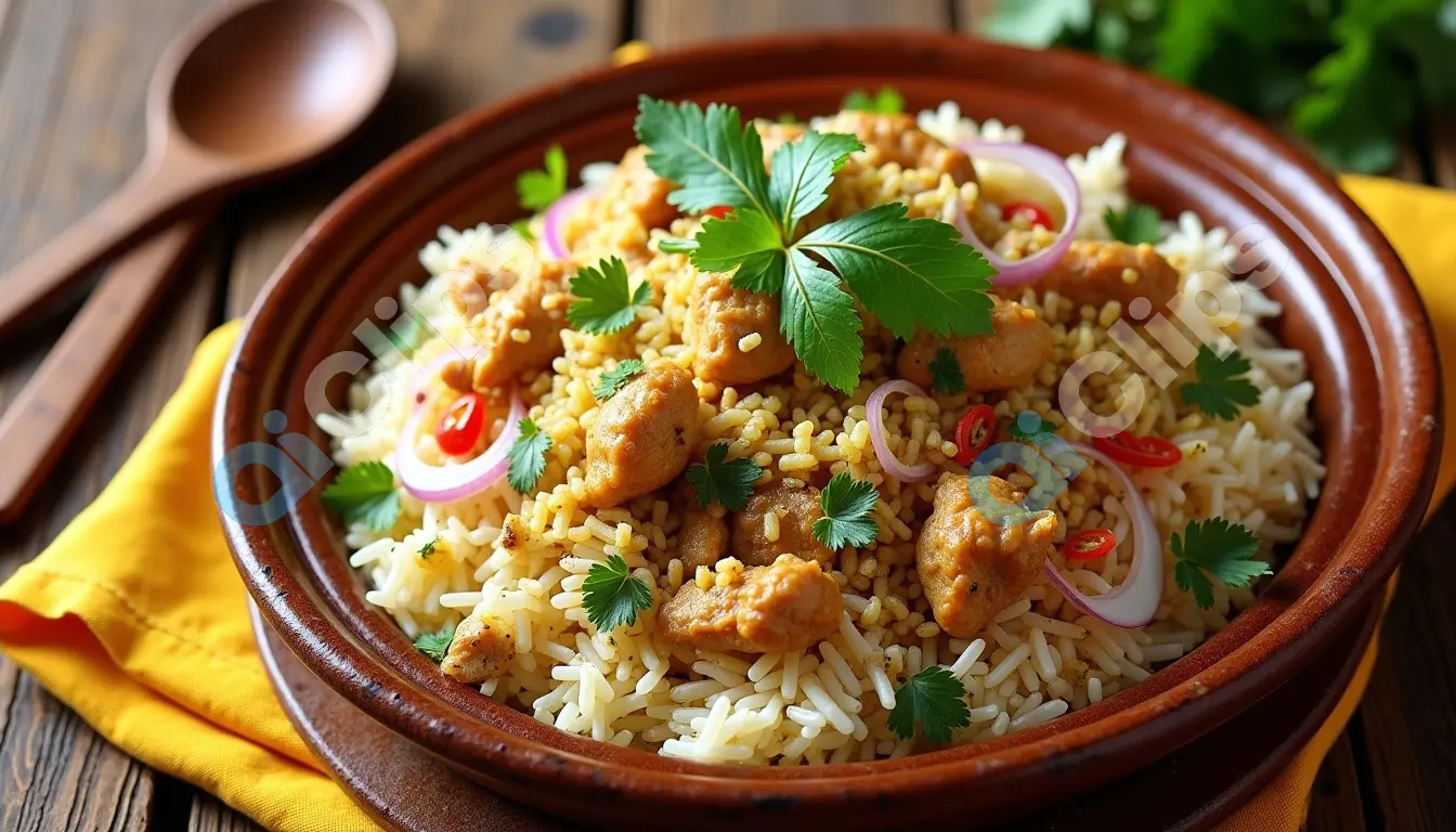 Savory Chicken Pulao in Clay Pot