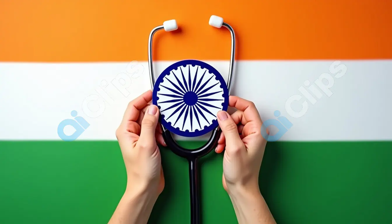 Indian Healthcare Representation with Stethoscope and Flag