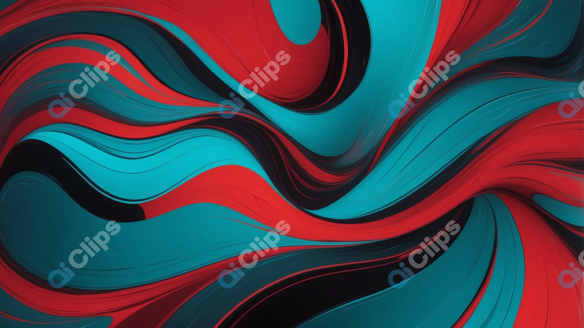 Vibrant Abstract Waves in Red and Teal