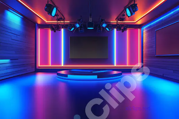 Modern Stage with Neon Lights