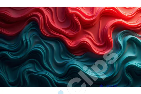 Abstract Fluid Waves in Red and Teal