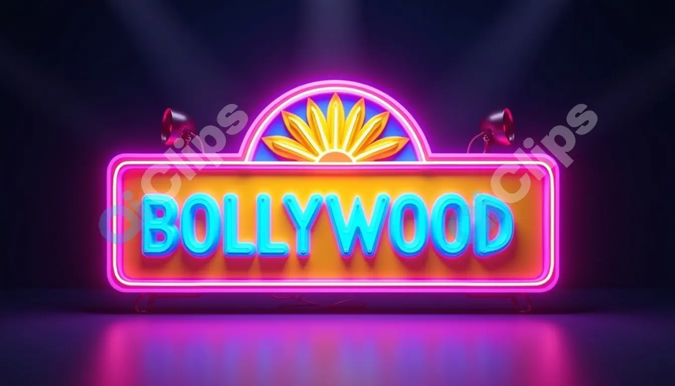 Neon Bollywood Sign with Spotlight