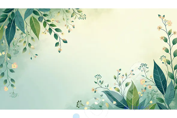 Elegant Botanical Border with Soft Green and Yellow Leaves