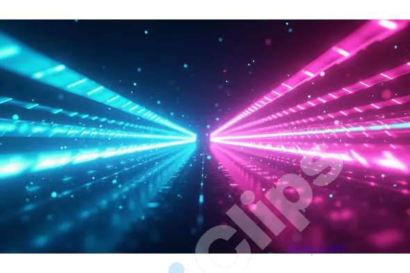 Neon Light Tunnel with Blue and Pink Glowing Streaks
