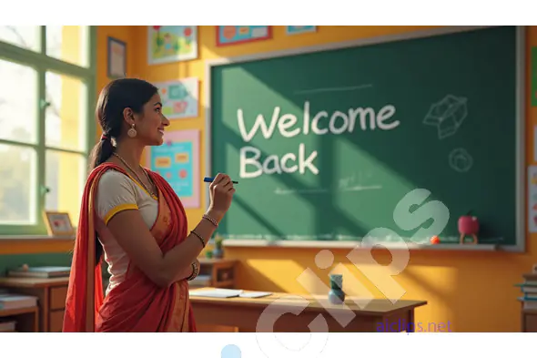 Teacher Welcoming Students Back to School