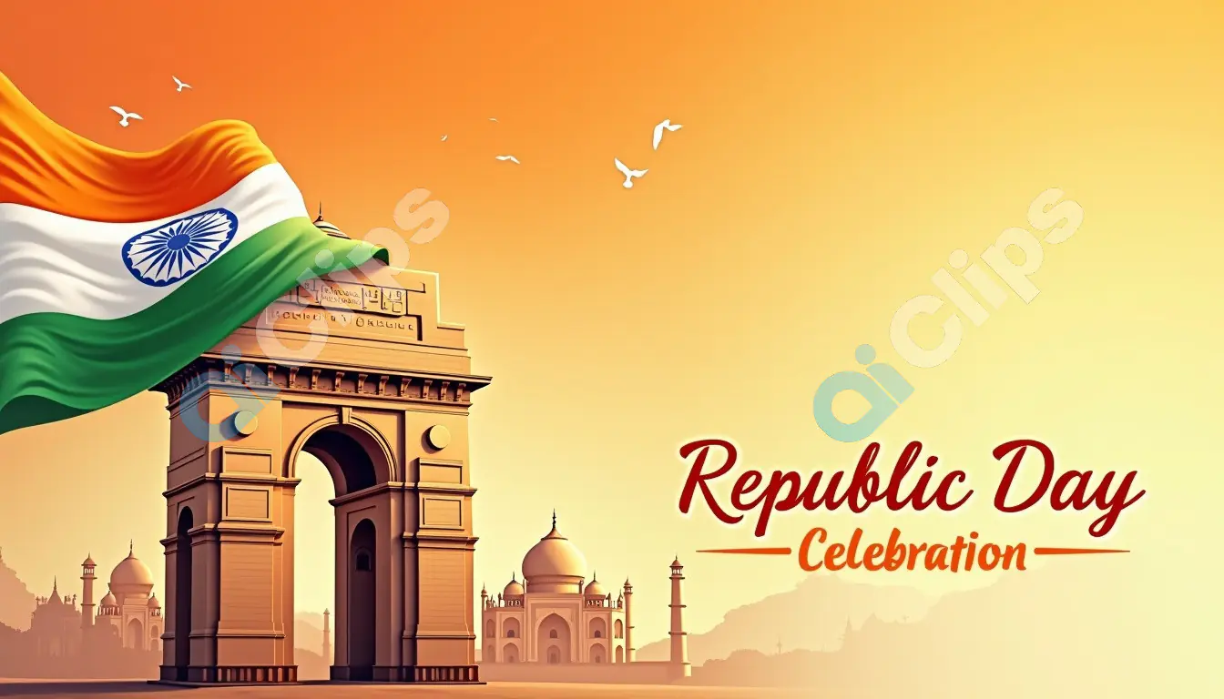 Republic Day Celebration with India Gate and Taj Mahal
