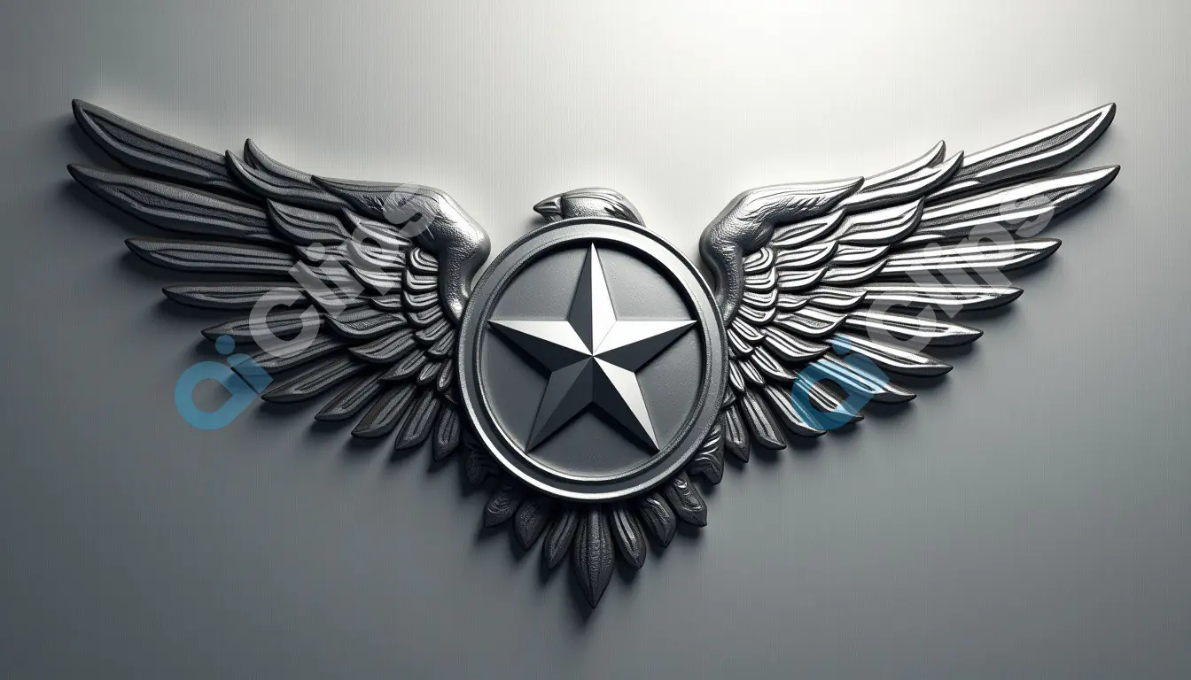 Silver Winged Star Insignia on Matte Background