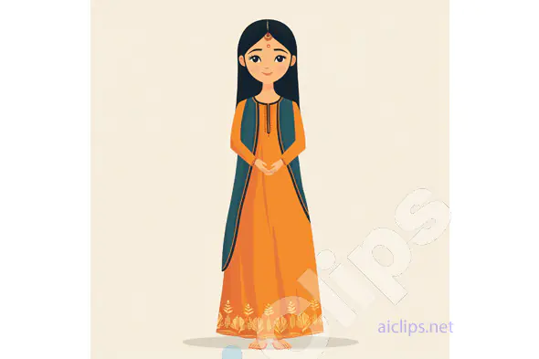 Traditional Indian Girl Illustration