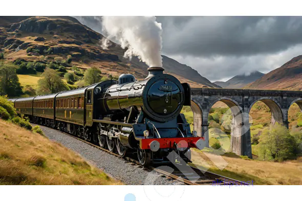 Vintage Steam Train in Scottish Highlands