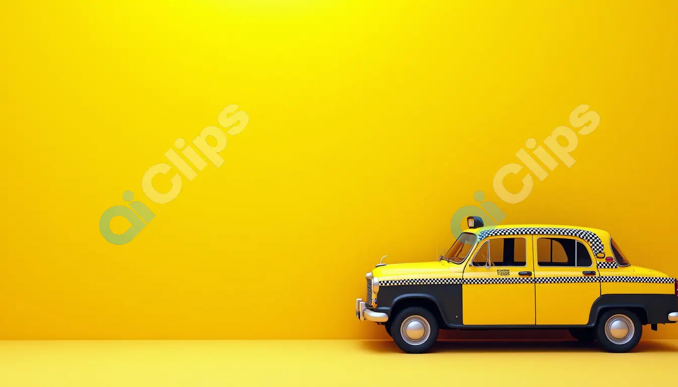 Classic Indian Taxi on Vibrant Yellow Background