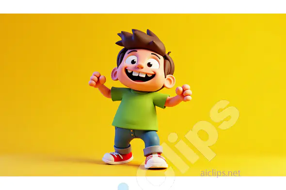 "Cheerful 3D Cartoon Boy Character"