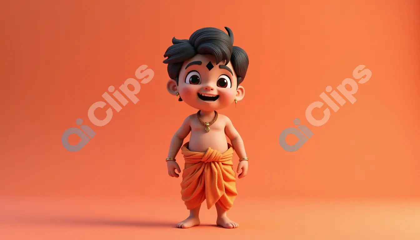 Cheerful Baby Deity with Traditional Attire