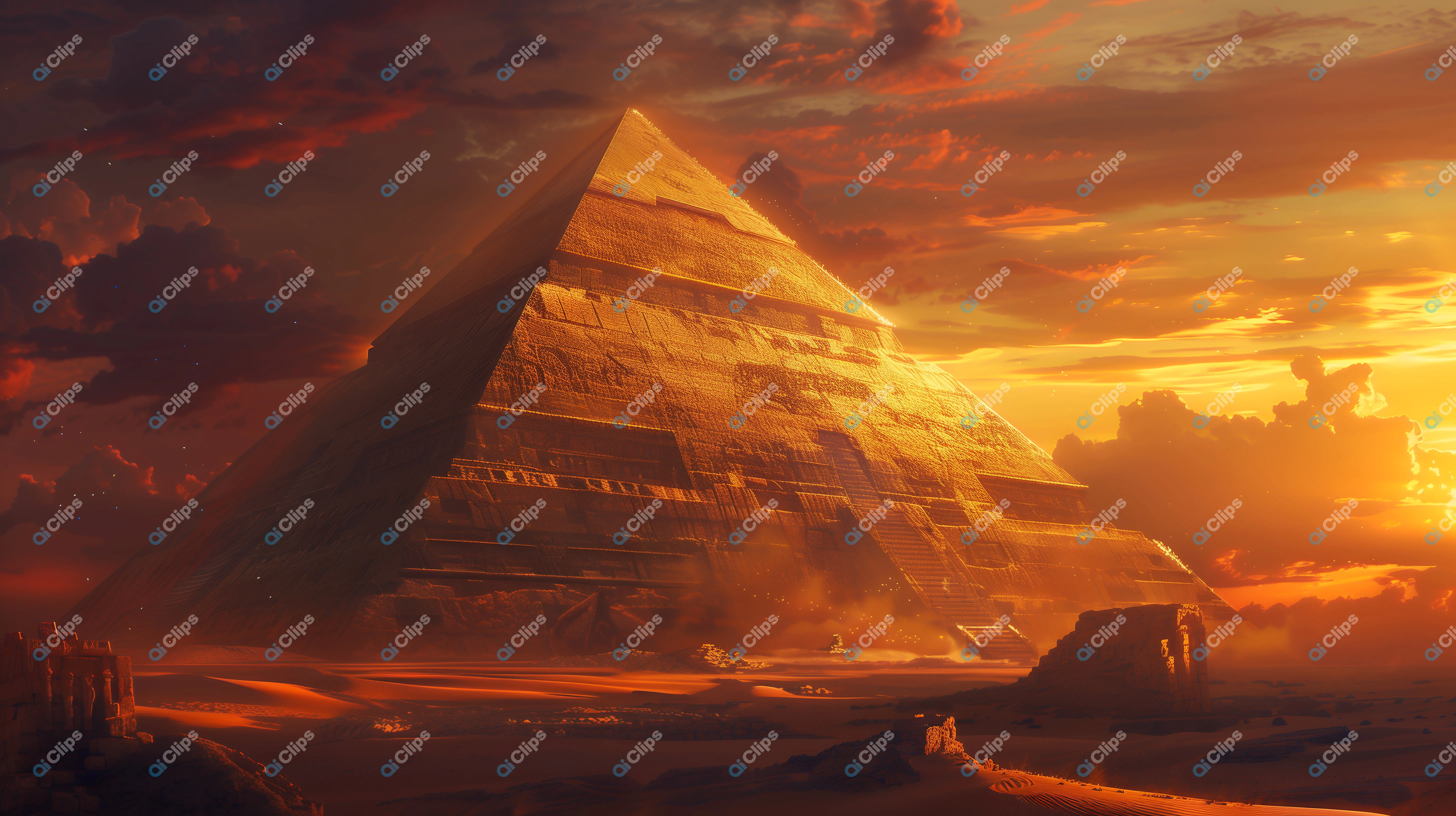 Ancient Pyramid in Sunset Glow